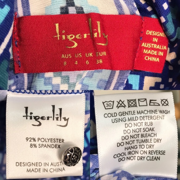 Tigerlily Blue Geometric Print Totem Midi Dress 8 - Picture 12 of 12